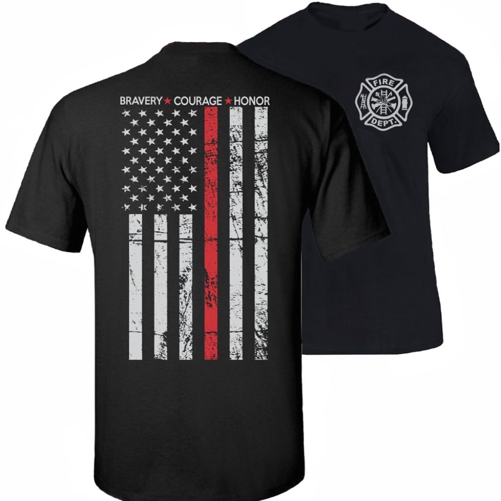 Fire Department Thin Red Line Flag T-Shirt